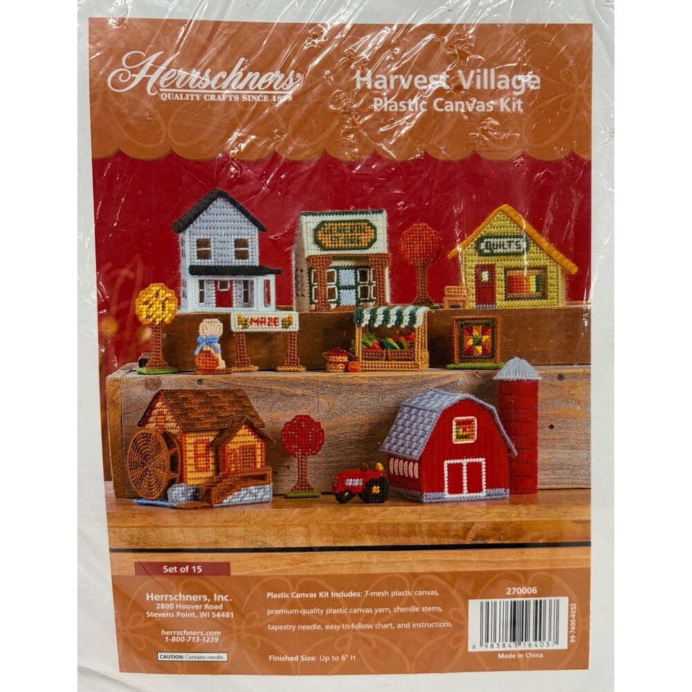 Herrschners Harvest Village Plastic Canvas Kit 270006 Thanksgiving Autumn Fall
